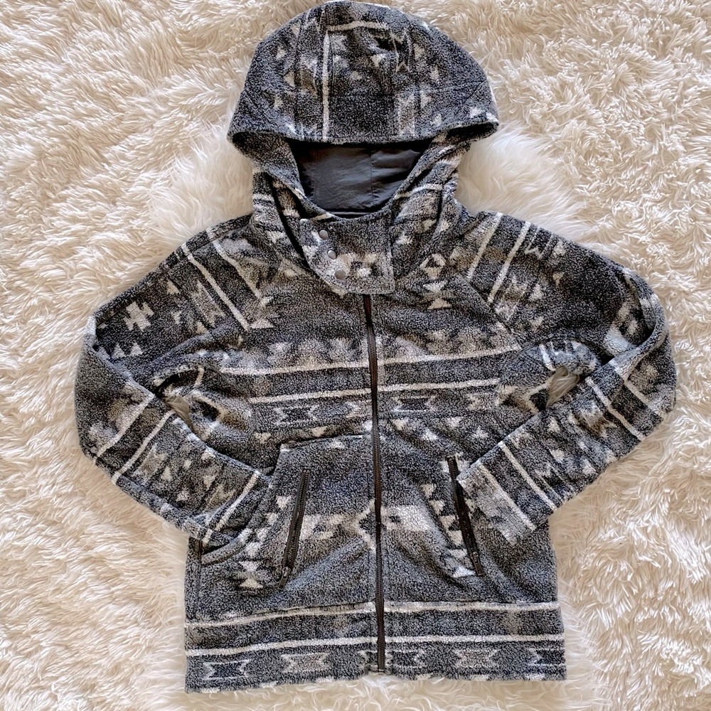 True Grit Aztec Print Full Zip Hooded Fleece, size S